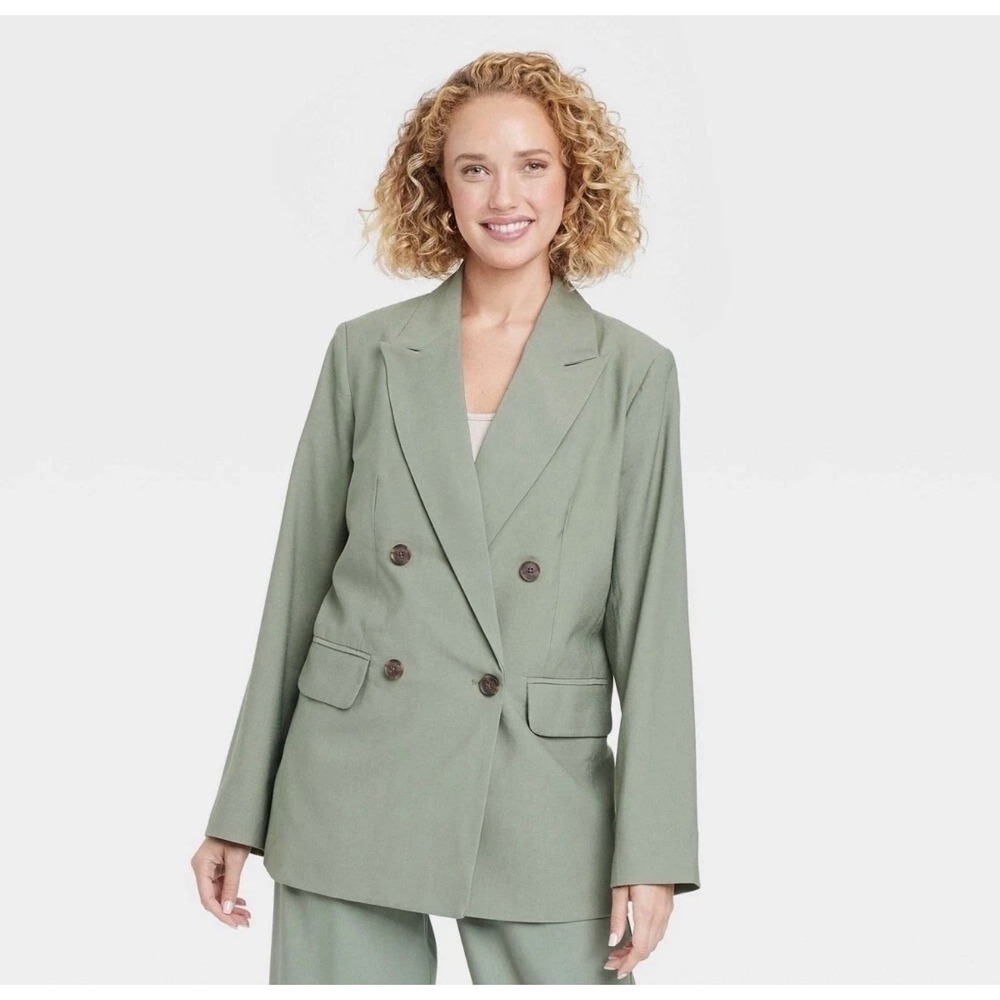 A New Day Womens Double Breasted Blazer Sage Green XL 018 06 1332 NWT